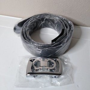 Black Belt With Silver Buckle Just Over 50 Inches